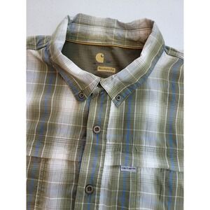 Carhartt Relaxed Fit Vented 2 Pocket Short‎ Sleeve Green Plaid Mens 2XL Workwear